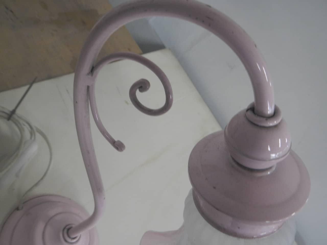 Lampada Da Tavolo Abat Jour Vintage Rosa In Stile Art Nouveau Anni 70