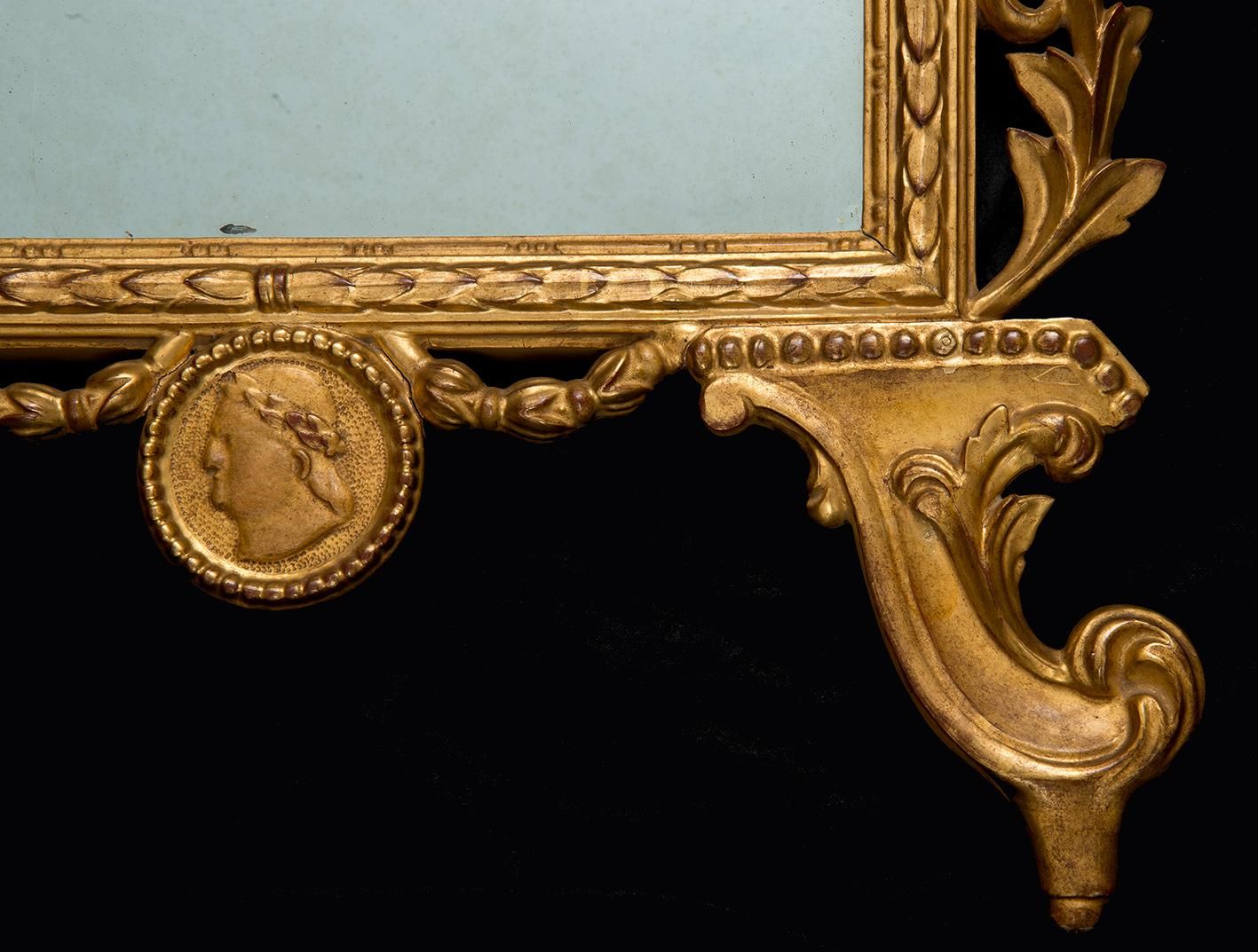 Antique Louis XV Style Mirror In Gilded And Carved Wood Tuscany Early