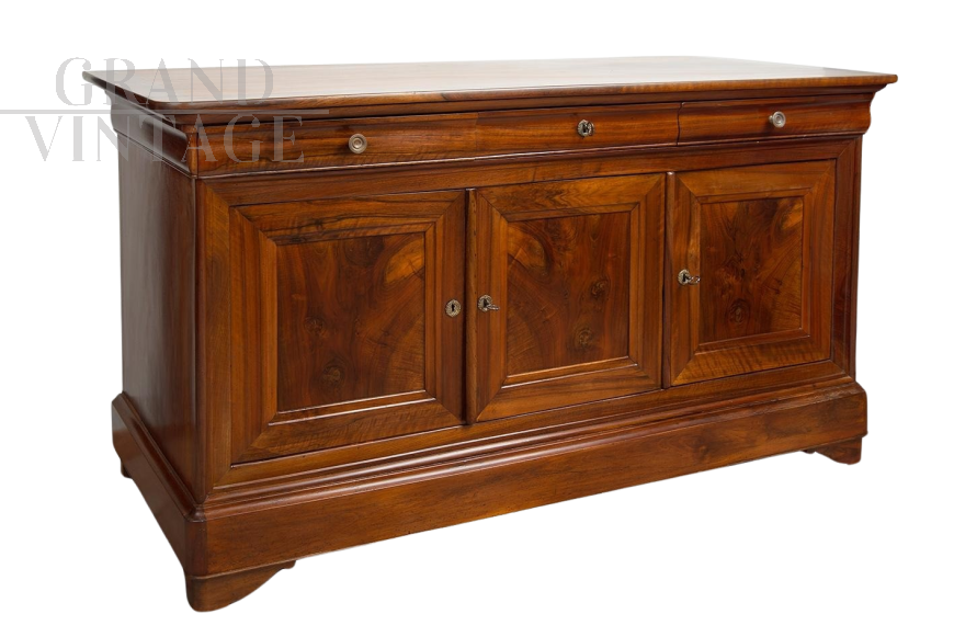 Credenza antica Provenzale Francese in noce massello a tre ante                            