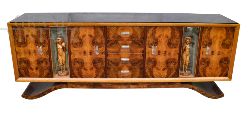 Grande credenza bassa Art Déco con nicchie