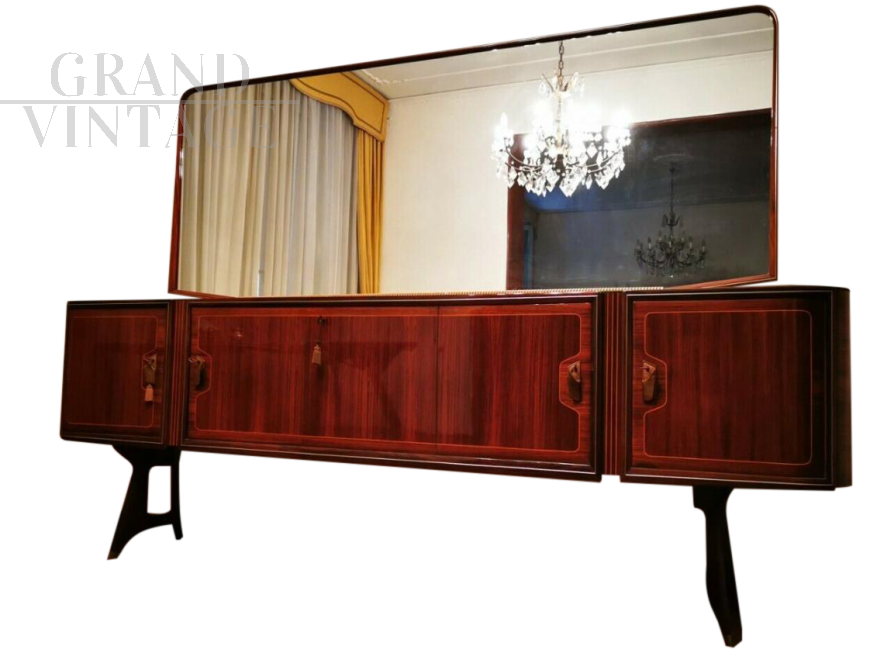 Grande credenza buffet di Vittorio Dassi con specchio, anni '50