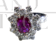 White gold ring with ruby ​​and diamonds