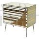 Three-drawer dresser with white and gold glass geometries