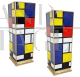 Pair of Mondrian style glass design columns