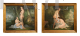 Pair of antique French oil paintings on canvas depicting Nymphs