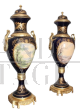 Pair of large Sèvres porcelain cassolette vases with bronzes, 20th century