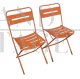 Pair of orange metal garden chairs, 1970s