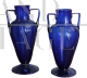 Pair of Art Nouveau amphora vases in cobalt blue Murano glass   