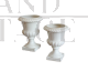 Pair of Capuani Este vases in white lacquered ceramic, Italy 1900s