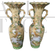 Pair of Japanese Satsuma vases from the late 19th century in hand-painted porcelain