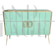 Two-door sideboard in aqua green Murano glass and brass          