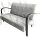 1940s art deco sofa in gray cotton with round armrests     