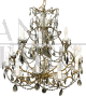 Large vintage Murano glass chandelier with crystal drops, 1950s