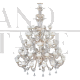 Rezzonico chandelier in crystal, white and bronze Murano glass