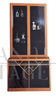 Vintage Torrigiani display bookcase in walnut and black crystal, 1990s