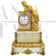 ANTIQUE PENDULUM CLOCK LOUIS PHILIPPE IN GILDED BRONZE AND MARBLE - 1800s