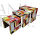 Trio of nesting tables in colored glass