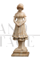 Antique sculpture of a girl in alabaster signed Le Roy, French Napoleon III era