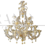 Lampadario in vetro di Murano dorato in stile Rezzonico                            