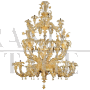 Lampadario Rezzonico in vetro di Murano lavorato con foglia d'oro 24 carati                            