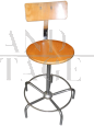 Sgabello da ufficio con schienale, anni '80