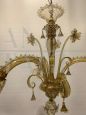 Lampadario in vetro di Murano ambrato attr. A.V.E.M.                            