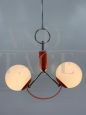 Lampadario pendente arancione attr. Stilnovo                            