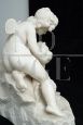 Scultura antica con Amore e Psiche di epoca Napoleone III Francese in alabastro