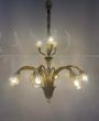 Lampadario attr. Venini anni '30 in vetro di Murano ambrato                            