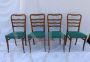 Set di 4 sedie anni '50 in legno di castagno e skai verde
