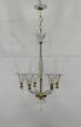  Lampadario Seguso in vetro di Murano trasparente e ottone                           