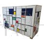 Comò a quattro cassetti in vetro di Murano stile Mondrian