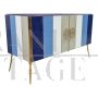 Credenza in vetro di Murano a 4 ante nei toni del blu