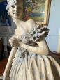 Scultura di dama anni '40 in terracotta patinata firmata Tomuti                            
