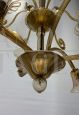 Lampadario in vetro di Murano ambra vintage attr. Seguso