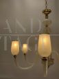 Lampadario attr. Seguso in vetro di Murano sabbiato a 6 braccia                            