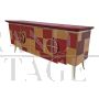 Credenza design a 4 ante in vetro rosso bordeaux e specchio