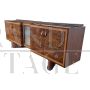 Grande credenza madia art déco in radica con specchio centrale