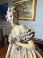 Scultura di dama anni '40 in terracotta patinata firmata Tomuti                            