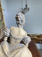 Scultura di dama anni '40 in terracotta patinata firmata Tomuti