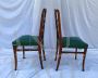 Set di 4 sedie anni '50 in legno di castagno e skai verde