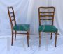Set di 4 sedie anni '50 in legno di castagno e skai verde