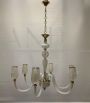 Lampadario attr. Seguso in vetro di Murano sabbiato a 6 braccia                            