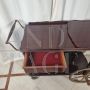 Carrello bar vintage in mogano con cassetti e piano estraibile