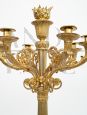 Coppia di candelabri flambeaux antichi Napoleone III in bronzo dorato