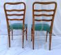 Set di 4 sedie anni '50 in legno di castagno e skai verde
