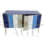 Credenza in vetro di Murano a 4 ante nei toni del blu