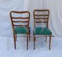 Set di 4 sedie anni '50 in legno di castagno e skai verde