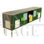 Credenza madia a 5 porte in vetro verde