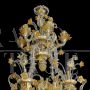 Lampadario Rezzonico in vetro di Murano cristallo e oro con fiori di loto